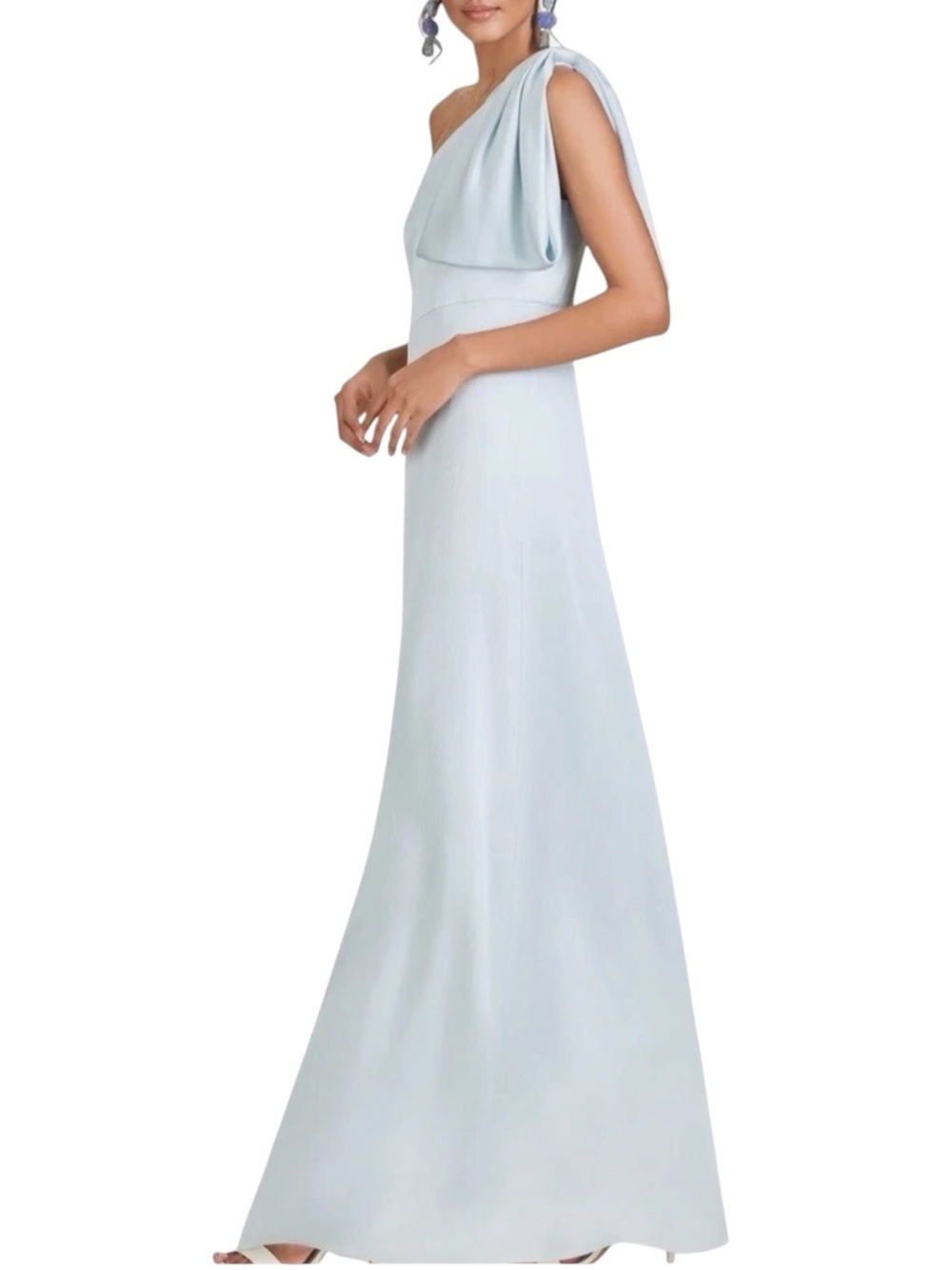 NWT SACHIN + BABI Ice Blue One Shoulder Blow Dress Gown Size 12